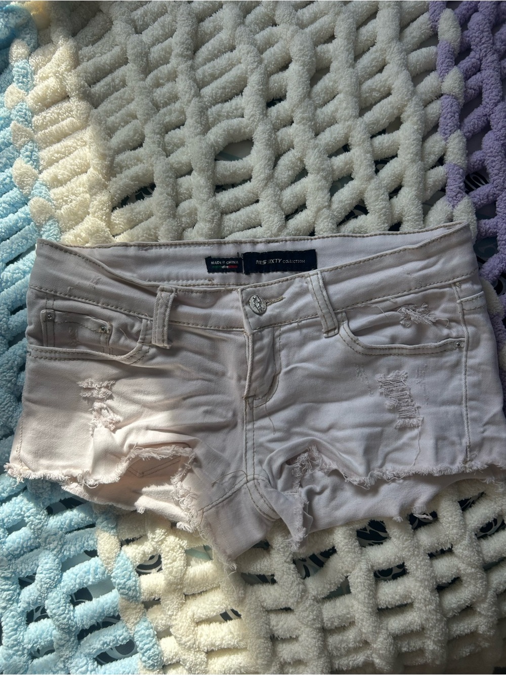 Miss Sixty White Distressed Denim Shorts